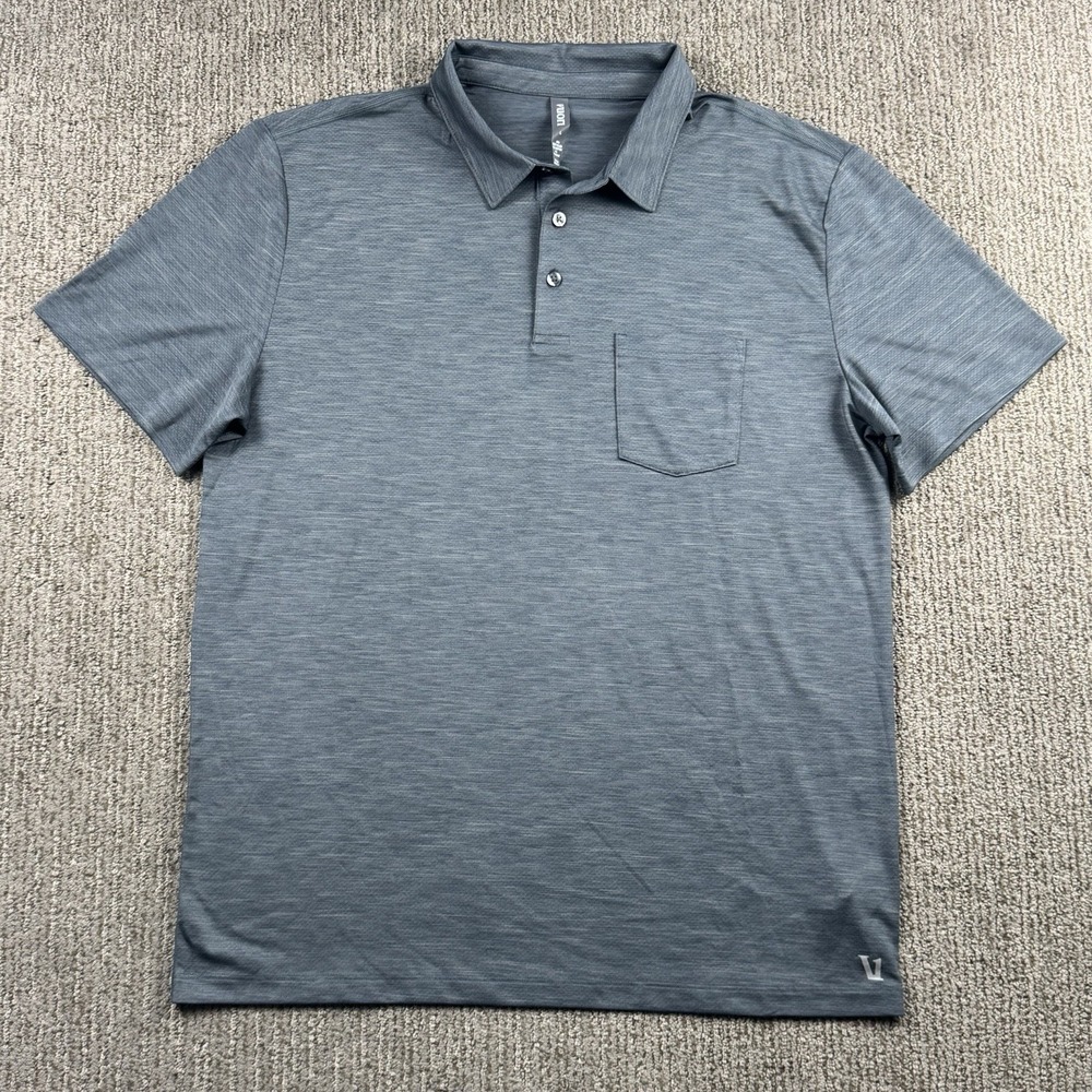 Vuori Mens L Strato Tech Polo Shirt Short Sleeve Performance Golf Grey